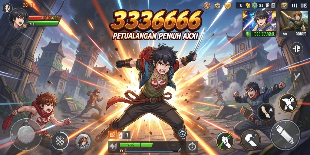 Tampilan gameplay <strong>333666</strong> yang menampilkan aksi karakter Anime yang seru.