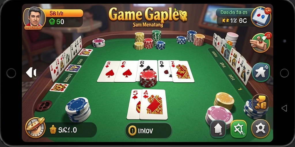 Tampilan gameplay seru dalam 6RT bermain Gaple.