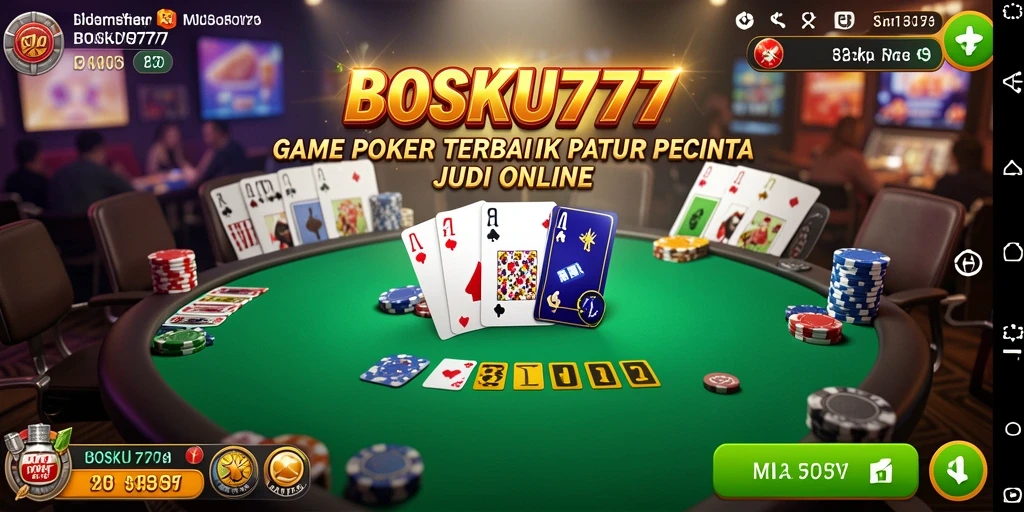 Tangkapan layar gameplay BOSKU777 yang menampilkan suasana permainan poker yang mendebarkan.