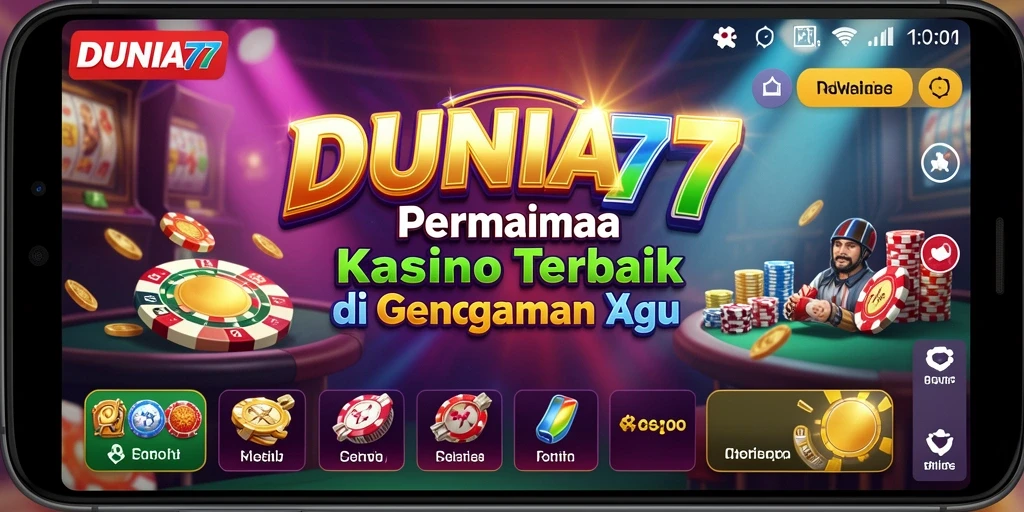Tampilan utama DUNIA77 menampilkan berbagai permainan kasino yang menarik.