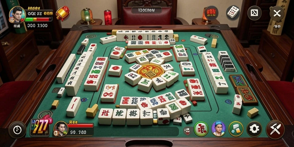 Tampilan screenshot utama HQ777 menampilkan gameplay Mahjong yang menarik.