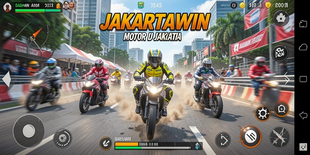 Tampilan gameplay balapan motor yang seru dan menegangkan.