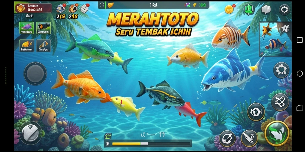 Screenshot gameplay Tembak Ikan dalam MERAHTOTO yang mendebarkan.