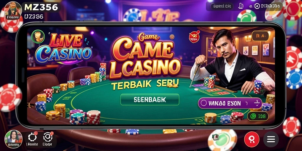 Gameplay MZ356 menampilkan suasana Live Casino yang mendebarkan.