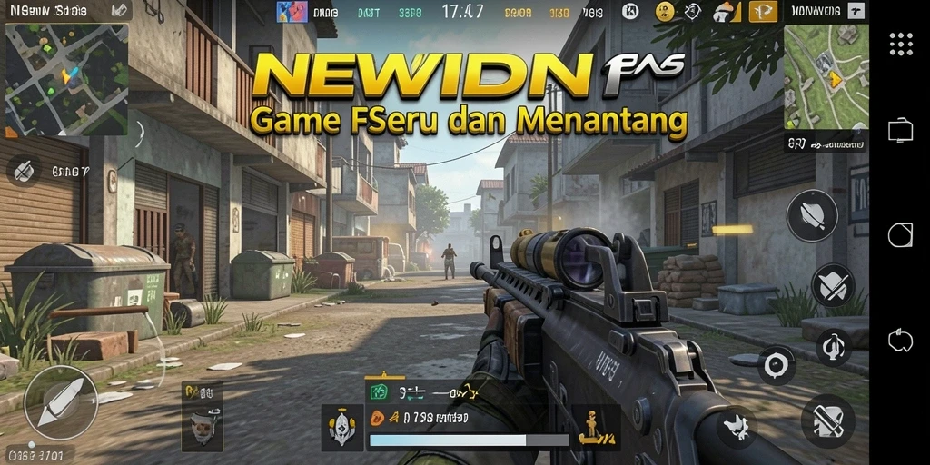 Tangkapan layar utama gameplay NEWIDN yang menampilkan aksi FPS yang mendebarkan.