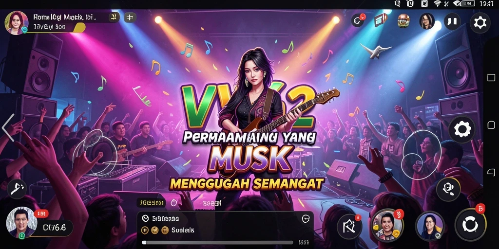 Tampilan gameplay menarik di VV62 dengan berbagai pilihan lagu.